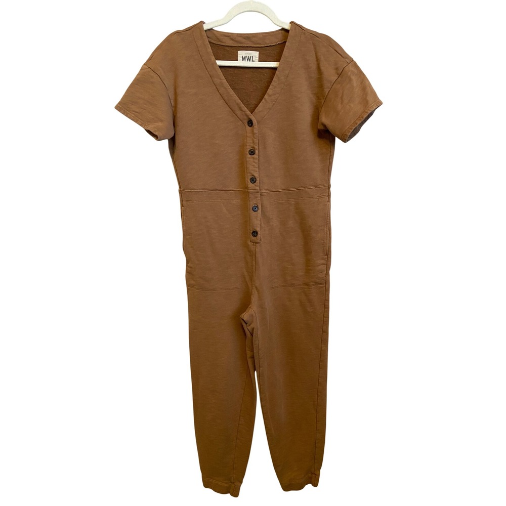 Madewell MWL Brown Cotton French Terry Button Front Jumpsuit ND786 XS Mens